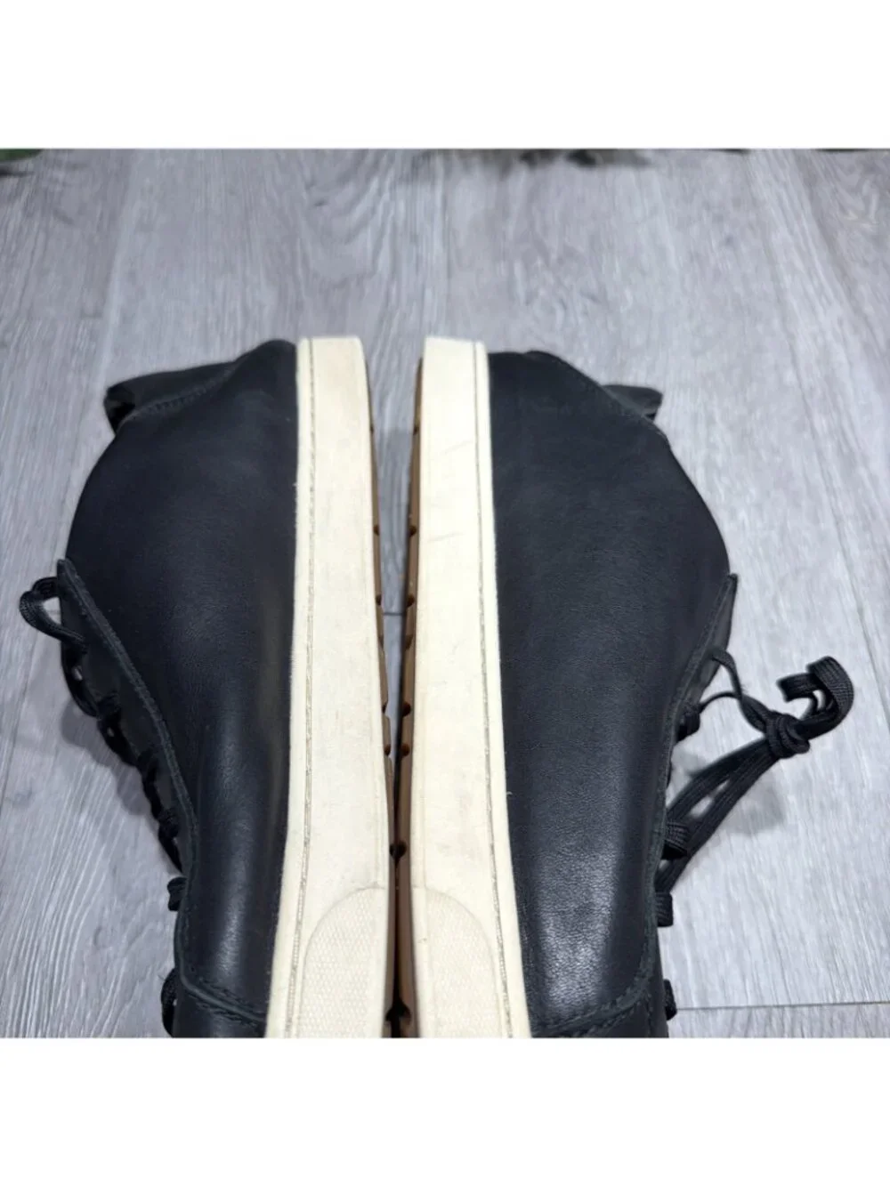 Olu Kai Men’s Leather Kahu Pahaha Black Bone Sz 11 Model 10414-4019